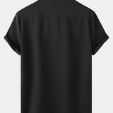 Men's Breathable Solid Colour Cotton Button Up Casual Short Sleeve Shirt