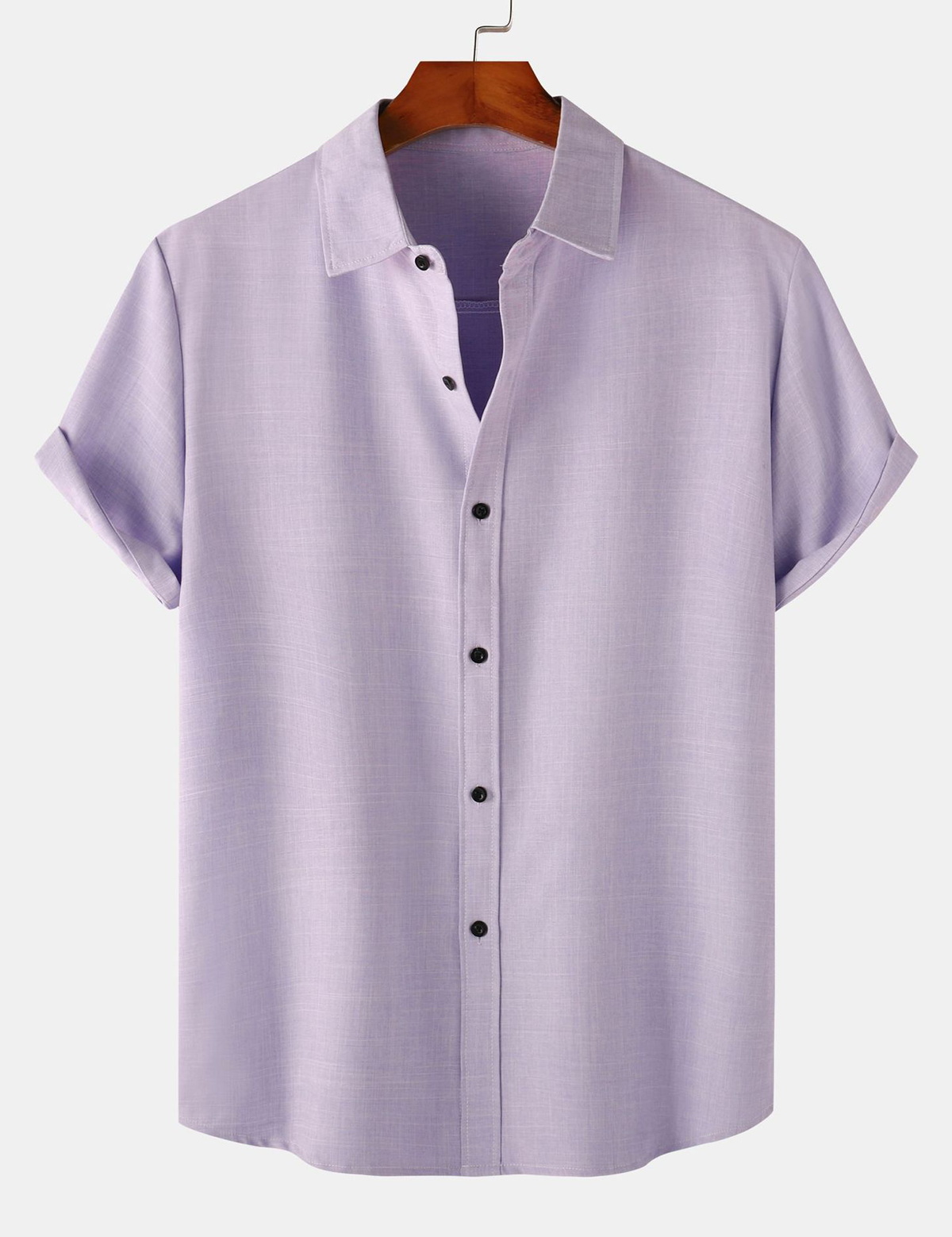 Men's Breathable Solid Colour Cotton Button Up Casual Short Sleeve Shirt