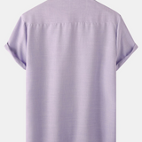 Men's Breathable Solid Colour Cotton Button Up Casual Short Sleeve Shirt