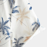 Men's Cotton Hawaiian Palm Tree Short Sleeve Button Beach Shirt
