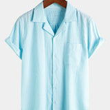 Men's Button Up Casual Cotton Summer Pocket Short Sleeve Shirt