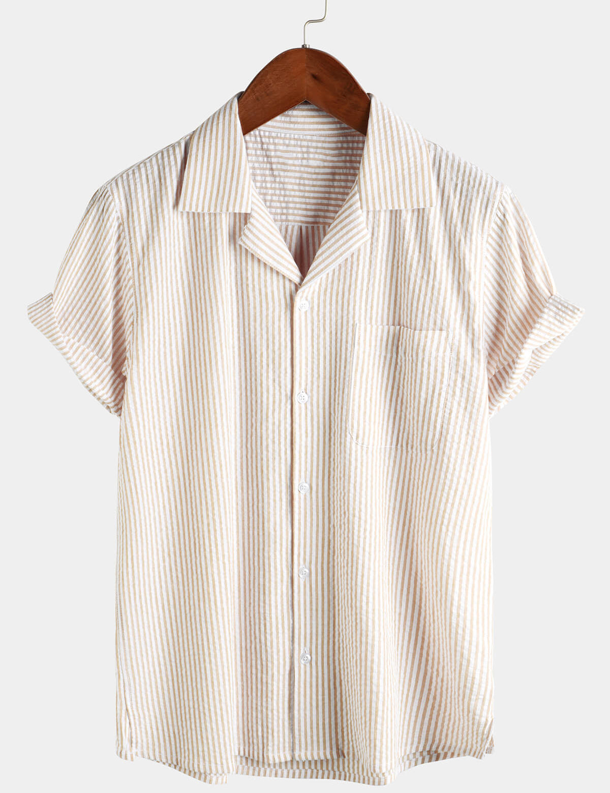 Men's Button Up Casual Cotton Summer Pocket Short Sleeve Shirt