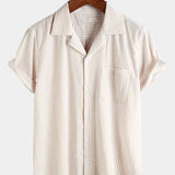 Men's Button Up Casual Cotton Summer Pocket Short Sleeve Shirt
