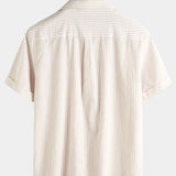 Men's Button Up Casual Cotton Summer Pocket Short Sleeve Shirt