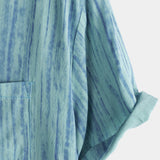 Men's Breathable Short Sleeve Pocket Blue Striped Shirt