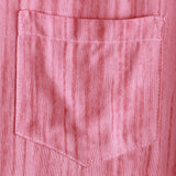 Men's Breathable Short Sleeve Pocket Pink Striped Shirt
