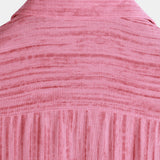 Men's Breathable Short Sleeve Pocket Pink Striped Shirt
