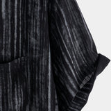 Men's Breathable Short Sleeve Pocket Black Striped Shirt