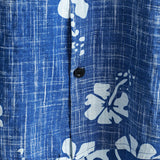 Men's Blue Floral Vintage Short Sleeve Button-Up Beach Tropical Hawaiian Shirt