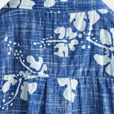 Men's Blue Floral Vintage Short Sleeve Button-Up Beach Tropical Hawaiian Shirt
