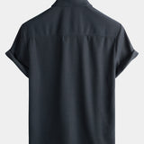 Men's Casual Waffle Short Sleeve Button Up Summer Loose Fit Beach Shirt