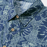 Men's Breathable Short Sleeve Tropical Botanical Cotton Shirt