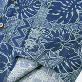 Men's Breathable Short Sleeve Tropical Botanical Cotton Shirt