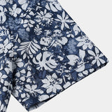 Men's Short Sleeve Cotton Breathable Island Holiday Hibiscus Print Retro Shirt