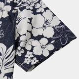 Men's Short Sleeve Cotton Breathable Island Holiday Blossom Pattern Vintage Shirt