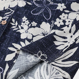 Men's Short Sleeve Cotton Breathable Island Holiday Blossom Pattern Vintage Shirt