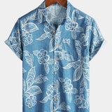 Men's Casual Short Sleeve Tropical Floral Leisure Shirt