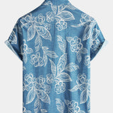 Men's Casual Short Sleeve Tropical Floral Leisure Shirt