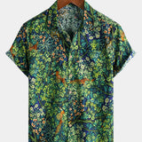 Men's Tropical Green Botanical Cotton Hawaiian Shirt
