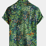 Men's Tropical Green Botanical Cotton Hawaiian Shirt