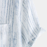 Men's Breathable Short Sleeve Pocket White Striped Shirt