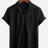 Men's Summer Lace Short Sleeve Casual Button Up Beach Shirt