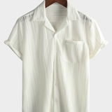 Men's Summer Lace Short Sleeve Casual Button Up Beach Shirt