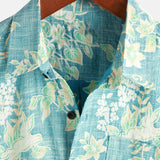 Men's Vintage Hawaiian Tropical Floral Print Pocket Beach Summer Short Sleeve Button Shirt