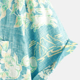 Men's Vintage Hawaiian Tropical Floral Print Pocket Beach Summer Short Sleeve Button Shirt