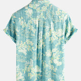 Men's Vintage Hawaiian Tropical Floral Print Pocket Beach Summer Short Sleeve Button Shirt