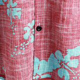 Men's Red Floral Vintage Short Sleeve Button-Up Beach Tropical Hawaiian Shirt