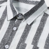 Men's Breathable Cotton Stripe Short Sleeve Lightweight Cool Casual Summer Shirt