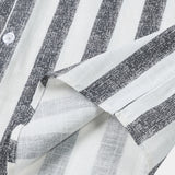 Men's Breathable Cotton Stripe Short Sleeve Lightweight Cool Casual Summer Shirt
