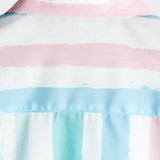 Men's Blue And Pink Striped Summer Vacation Short Sleeve Shirt