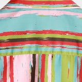 Men's Retro Green And Pink Striped Casual Summer Short Sleeve Shirt