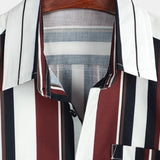 Men's Vintage Striped Button Up Short Summer Sleeve Casual Shirt