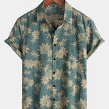 Men's Maple Leaf Breathable Cotton Pocket Short Sleeve Summer Shirt