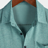 Men's Summer Holiday Green Casual Vintage Short Sleeve Shirt