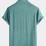 Men's Summer Holiday Green Casual Vintage Short Sleeve Shirt