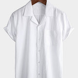 Men's Button Up Casual Cotton Summer Pocket Short Sleeve Shirt