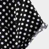 Men's Cotton Casual Polka Dot Summer Black Pocket Short Sleeve Shirt