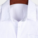 Men's Solid Colour Linen Cotton Pocket Casual Short Sleeve Shirt