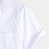 Men's Solid Colour Linen Cotton Pocket Casual Short Sleeve Shirt