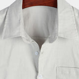 Men's Solid Colour Linen Cotton Pocket Casual Short Sleeve Shirt