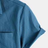 Men's Solid Colour Linen Cotton Pocket Casual Short Sleeve Shirt