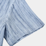 Men's Light Blue Striped Short Sleeve Breathable Cool Casual Summer Shirt