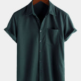 Men's Casual Waffle Summer Beach Short Sleeve Shirt