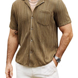 Men's Summer Lace Short Sleeve Casual Button Up Beach Shirt