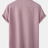 Men's Breathable Solid Colour Cotton Button Up Casual Short Sleeve Shirt