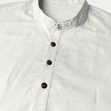 Men's Casual Cotton Linen Blend Stand Collar Short Sleeve Henley Shirt